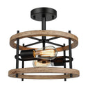 Axyaa Retro Wood Ceiling Light: Rustic Vintage Industrial Farmhouse Fixture