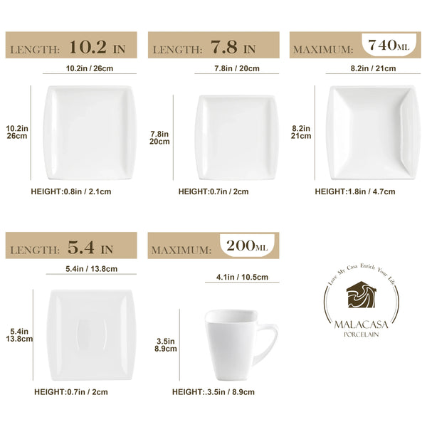 Axya White Porcelain Dinner Set for 6/12 Person, 30/60PCS Dinnerware Set