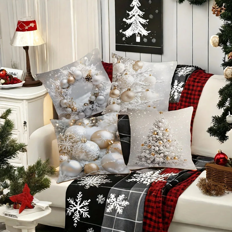 Axyaa Winter Christmas Tree Ball Pillowcase - Home Decor festive accent