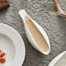 Axyaa White Ceramic Gravy Boat Milk Jug Steak Sauce Seasoning Pot Tableware