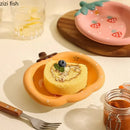 Axyaa Strawberry Ceramic Plate Set: Creative Tableware for Breakfast, Snacks, and Salad