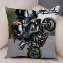 Axyaa Cartoon Motorcycle Pillowcase for Home, Sofa, Car - Polyester - Colorful Design