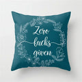 Axyaa Teal Blue Geometric Pillow Cases with Letter Leaves Plant Print, Deer Animal Design.