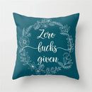 Axyaa Teal Blue Geometric Pillow Cases with Letter Leaves Plant Print, Deer Animal Design.