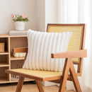 Axyaa Luxury Faux Fur Striped Pillow Covers White