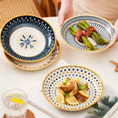 Axyaa 8-Inch Ceramic Japanese Dining Serving Plates, Set of 4