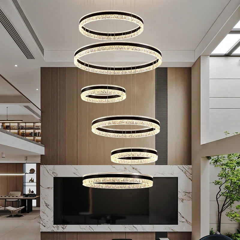 Axyaa Stainless Steel LED Chandelier for Nordic Home Decor & Dining Room Lighting