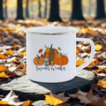 Axyaa Thanksgiving Enamel Mug Pumpkin Soup Harvest Pattern Coffee Cup