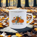 Axyaa Thanksgiving Enamel Mug Pumpkin Soup Harvest Pattern Coffee Cup