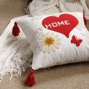 Axyaa Red & White Velvet Embroidered Couple Cushion Cover Set