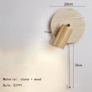 Natural Stone Wood Wall Lamp With Switch Sconce - Axyaa Bedside Reading Light