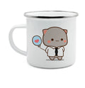 Axyaa Cat Enamel Coffee Mug - Unique Funny Tea Cup for Travel and Home