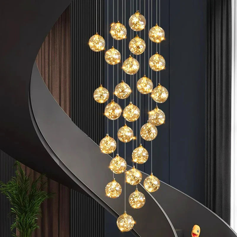 Axyaa Staircase Chandeliers for Living Room LED Pendant Light Lamps