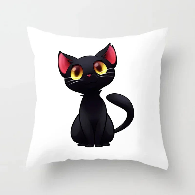 Axyaa Cartoon Black Cat Cushion Cover 45*45cm