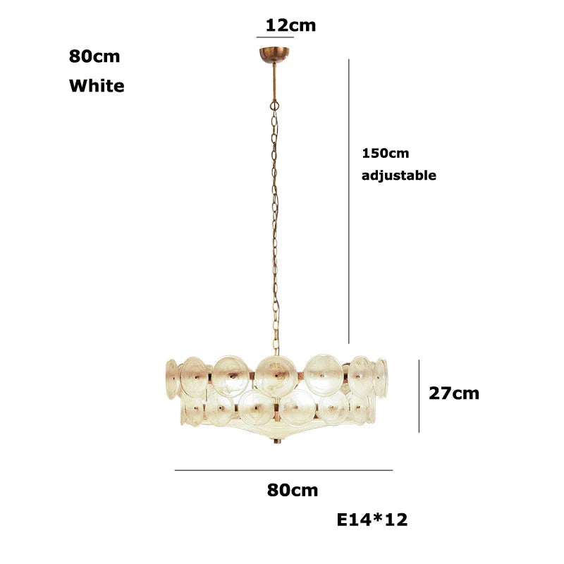 Axyaa Retro Glass Chandelier, Designer Colored Glass Pendant Light for Living Room
