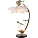 Axyaa Lotus Iron Art Table Lamp with LED Glass Lampshade for Living Room Decoration
