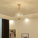 Axyaa Crystal Chain LED Chandelier: Retro Metal Lustre Pendant Lighting for Indoor Decor