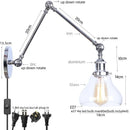Axyaa Retro Loft Pull Chain Wall Light Chrome Glass Fixture