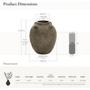 Axyaa Rustic Terracotta Cauldron Vase, 15" Tall Brown Ceramic Floor Vase for Home Décor