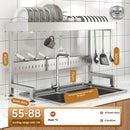 Axyaa Stainless Steel Over the Sink Dish Drying Rack - Adjustable Kitchen Storage Drainer