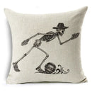 Axyaa Bone Cartoon Cushion Cover - Halloween Themed Decorative Pillow Case
