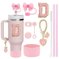 Axyaa Stanley Cup Accessories Set with Straw, Brush, Flower Charm, Stopper, and Boot.