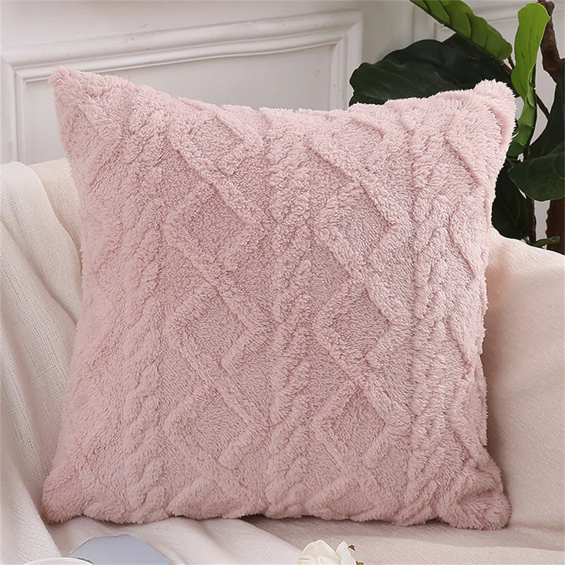Axyaa Vintage Knit Plush Pillow Cover 45x45 Sofa Couch Cushion Case