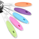 Axyaa Silicone Handle Stainless Steel Measuring Spoon Set, Colorful Kitchen Gadget