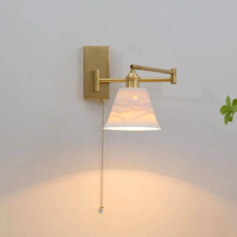Axyaa Nordic LED Wall Sconce Left Right Rotate Pull Chain Switch Stair Light