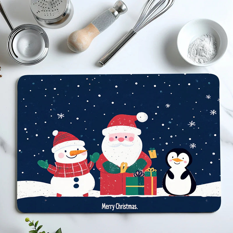 Axyaa Christmas Kitchen Drain Pads Tableware Mat Set