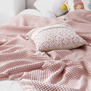 Axyaa Cotton Knitted Waffle Blanket - Soft Japanese Embossed Plaid Throw