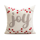Embroidered Axyaa Joy Bear Christmas Cushion Cover Pillow Case Red Festive Decor