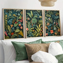 Vintage Jungleland Flower Canvas Set by Axyaa - Tropical Inspired Wall Art