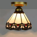 Axyaa European Floral Rose Mosaic Ceiling Light - Antique 8" Flush Mount for Dining Room/Library