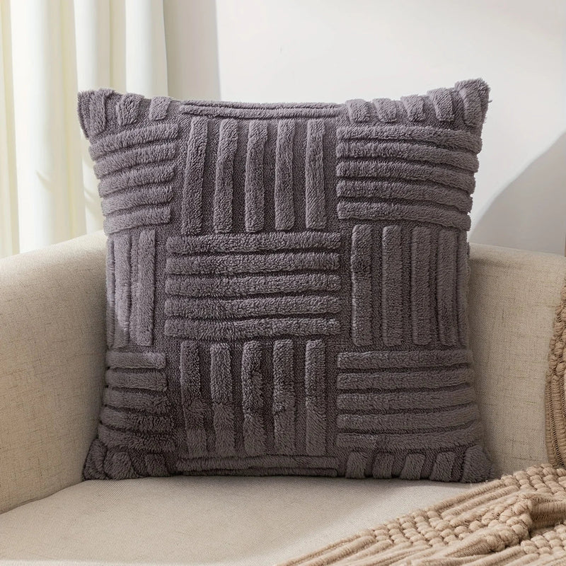 Grey Velvet Snowflake Decor Pillowcase for Sofa Couch Living Room by Axyaa