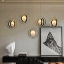 Axyaa Gold Marble Chandelier, Adjustable Round Ceiling Light for Villa Hotel