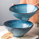 Axyaa 8-inch Ramen Bowl Set - Retro Ceramic Soup Bowl with Bamboo Hat Design