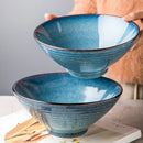 Axyaa 8-inch Ramen Bowl: Ceramic Soup Bowl with Retro Bamboo Hat Design