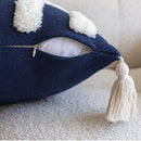 Axyaa Bohemian Tufted Navy Fringe Geometric Throw Pillow Cover