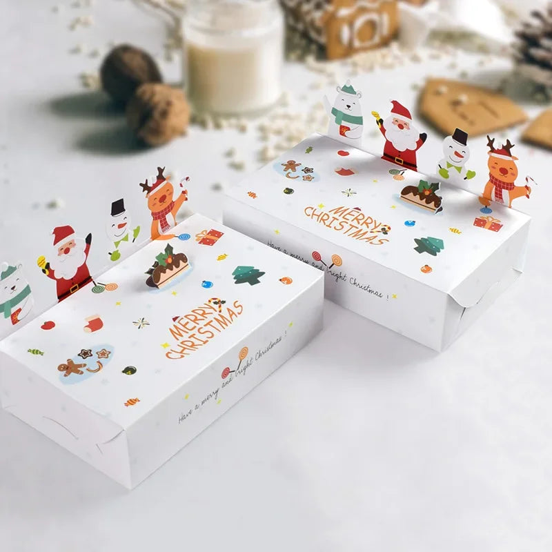 Axyaa Christmas Kraft Paper Candy Cookie Box Set for Kids