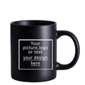 Axyaa Black Ceramic Coffee Mug with Lid, Spoon | 350ml Custom Logo Pictures Cup