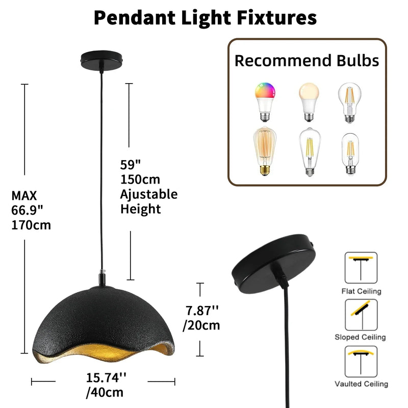 Axyaa Wabi Sabi LED Pendant Light - Modern Ceiling Chandelier for Dining Room, Bedroom