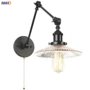 Axyaa Industrial Loft Swing Arm Wall Sconce Clear Glass Pull Chain Switch Bedside Lamp