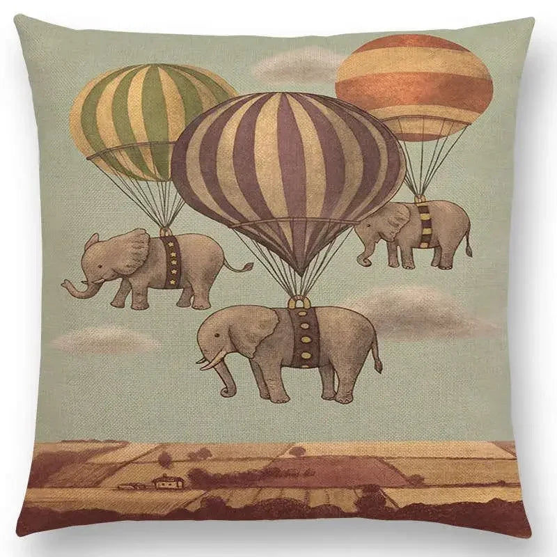 Cute Ghost Sailboat Whale Diver Cushion Cover by Axyaa