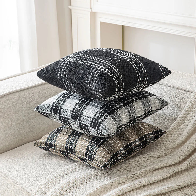 Axyaa Checked Cushion Cover Home Decor Pillow for Living Room