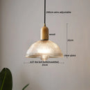 Axyaa Nordic Wood Glass LED Pendant Light for Dining Bedroom Balcony