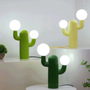 Axyaa Creative Cactus Table Lamp, French Cream Resin Night Light for Living Room