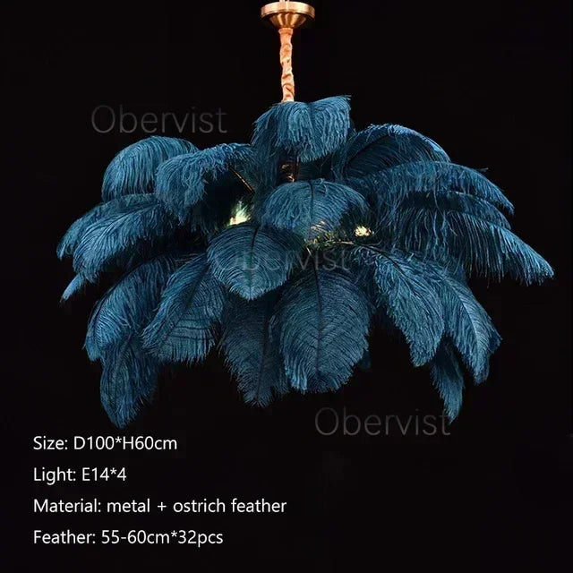 Axyaa Nordic Ostrich Feather Art Chandelier for Home Decoration