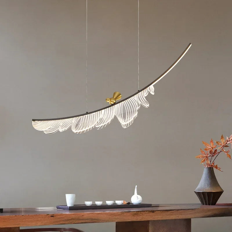 Axyaa Acrylic Feather LED Chandelier for Dining Room & Bar Lighting