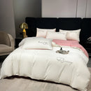Axyaa Embroidered Bedding Set King Size Duvet Cover Set Skin Friendly Blanket Cover